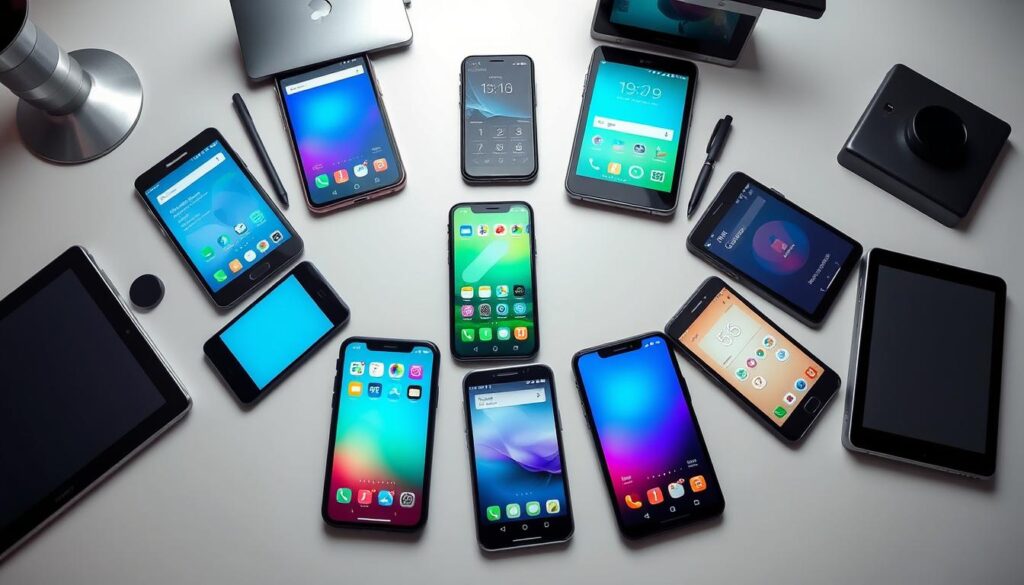 A high-contrast, wide-angle photograph of an array of smartphones, tablets, and other mobile devices arranged on a clean, minimalist workspace. The devices display various colorful, well-designed mobile app interfaces, each representing a different money-making opportunity for students, such as online surveys, market research, task completion, and gig work. The image has a cool, modern tone with muted greys and blues, conveying a sense of efficiency and productivity. The composition draws the viewer's eye to the center of the frame, where the most prominent apps are displayed, creating a visually appealing and informative scene. A high-contrast, wide-angle photograph of an array of smartphones, tablets, and other mobile devices arranged on a clean, minimalist workspace. The devices display various colorful, well-designed mobile app interfaces, each representing a different money-making opportunity for students, such as online surveys, market research, task completion, and gig work. The image has a cool, modern tone with muted greys and blues, conveying a sense of efficiency and productivity. The composition draws the viewer's eye to the center of the frame, where the most prominent apps are displayed, creating a visually appealing and informative scene.