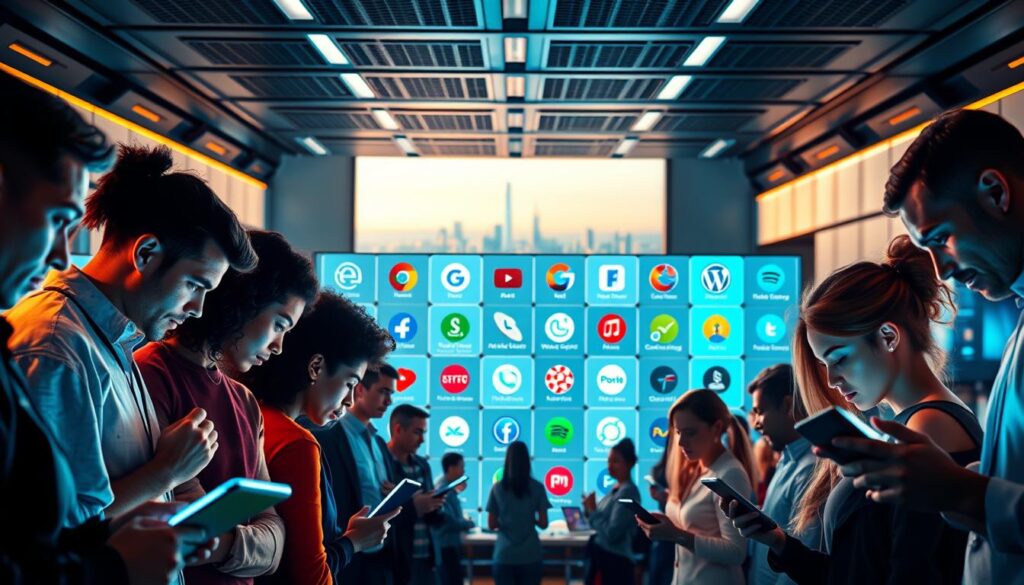 A sleek, ultra-modern digital hub showcasing the top ad-watching platforms of 2025. In the foreground, a group of diverse individuals intently engage with their devices, their faces illuminated by the glow of vibrant, cutting-edge interfaces. The middle ground features a stylized grid of platform logos, each reflecting the unique branding and functionality of the leading ad-watching services. In the background, a panoramic cityscape stretches out, hinting at the global reach and interconnectivity of these innovative platforms. The scene is bathed in a warm, futuristic lighting, conveying a sense of progress, efficiency, and the seamless integration of technology into everyday life. A sleek, ultra-modern digital hub showcasing the top ad-watching platforms of 2025. In the foreground, a group of diverse individuals intently engage with their devices, their faces illuminated by the glow of vibrant, cutting-edge interfaces. The middle ground features a stylized grid of platform logos, each reflecting the unique branding and functionality of the leading ad-watching services. In the background, a panoramic cityscape stretches out, hinting at the global reach and interconnectivity of these innovative platforms. The scene is bathed in a warm, futuristic lighting, conveying a sense of progress, efficiency, and the seamless integration of technology into everyday life.