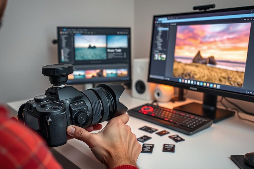 Photographer editing photos for stock photography websites Photographer editing photos for stock photography websites